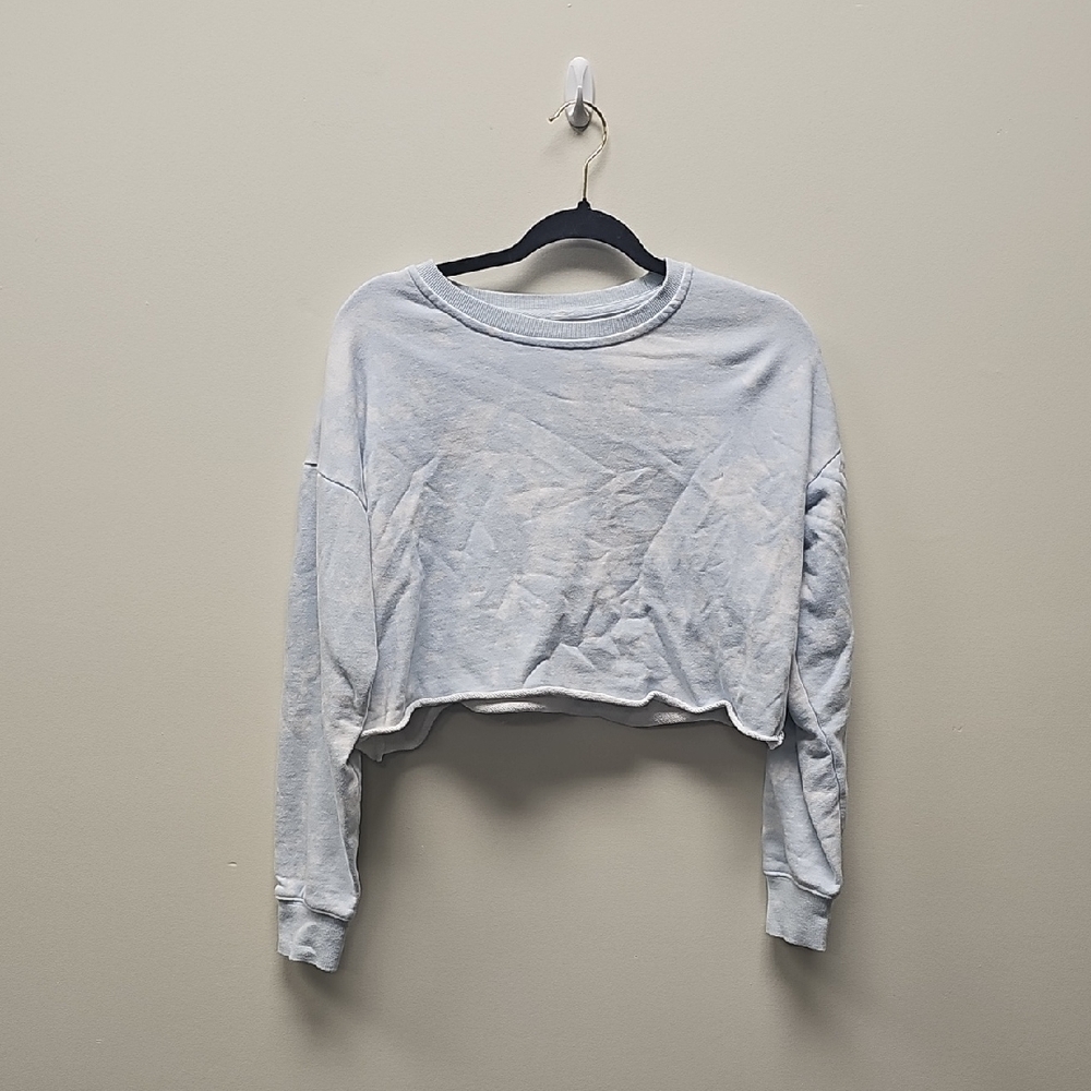 Ardene Light Blue & White Cropped Hoodie